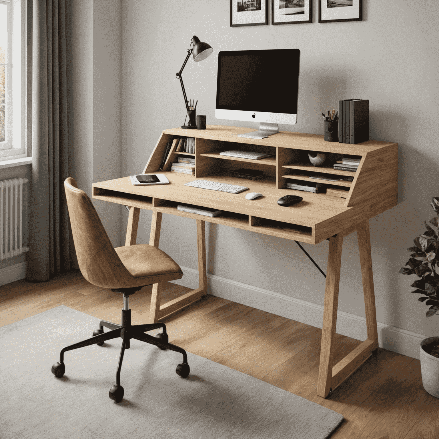 Un bureau transformable avec un côté pour le travail et l'autre pour les jeux, parfait pour un petit appartement français